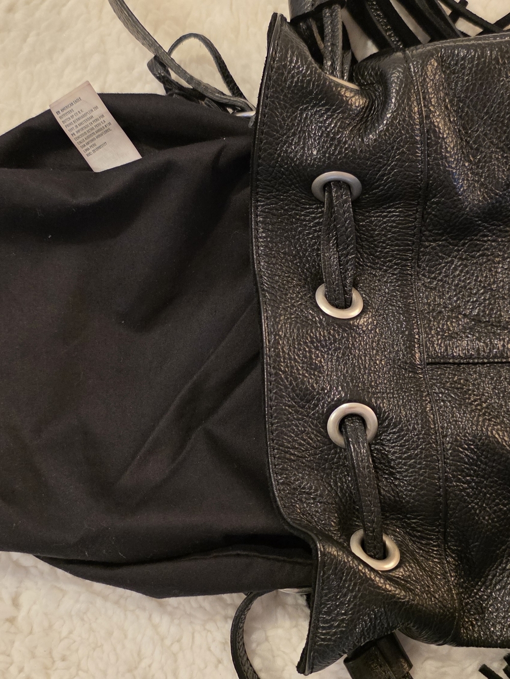 Like New, American Eagle Outfitters Black Leather Suede Bucket Bag Italy - Picture 11 of 15